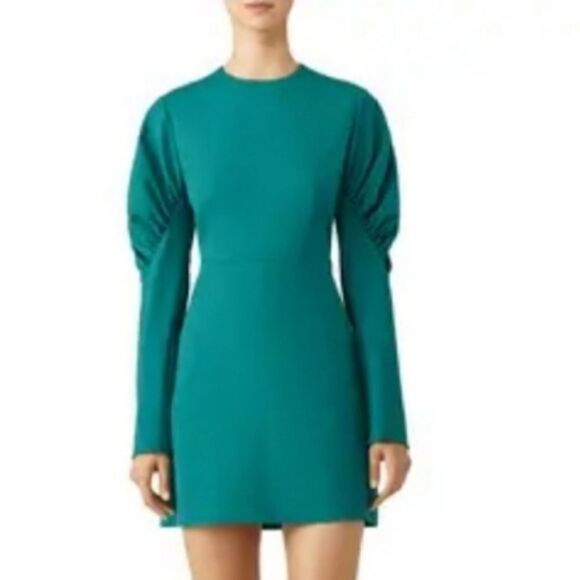 Tibi Midori Florence Green Mini Dress Puff long sleeve Size 6 - Picture 12 of 12
